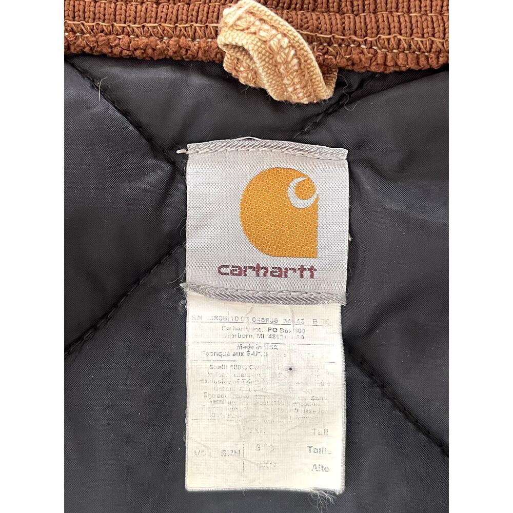 Carhartt Sz 3XL Tall Duck Work Vest Tan Canvas Quilted Lined Vintage Y2K Rugged - Picture 9 of 10